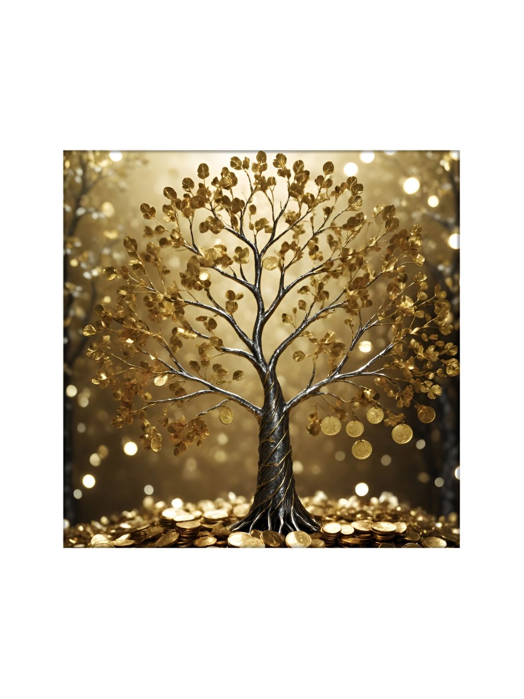 OLIVE TREE OLIVE TREE Gold-Toned & Black Floral and Botanical Painting Wall Art
