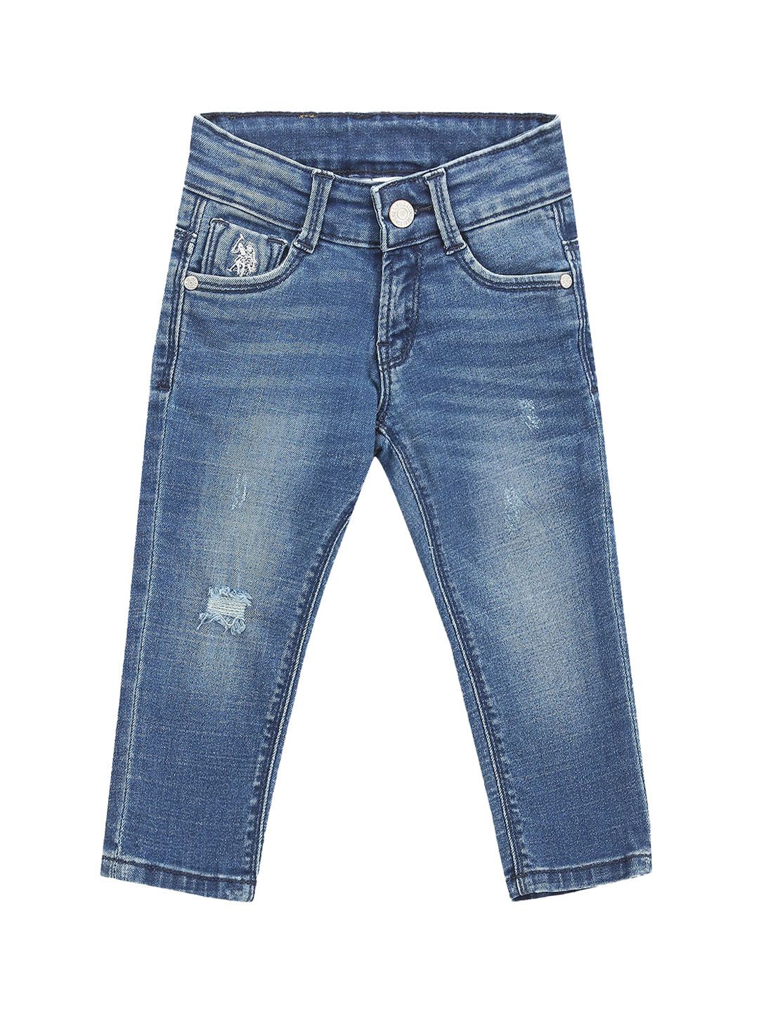 U.S. Polo Assn. Kids Boys Classic Slim Fit Mildly Distressed Light Fade Stretchable Jeans