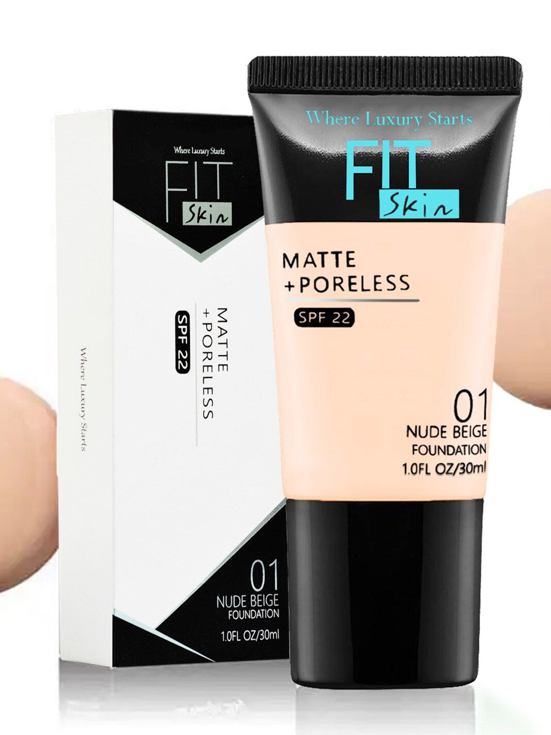 Adbeni Fit Skin Matte+Poreless Foundation SPF 22 - 30ml - Nude Beige 01