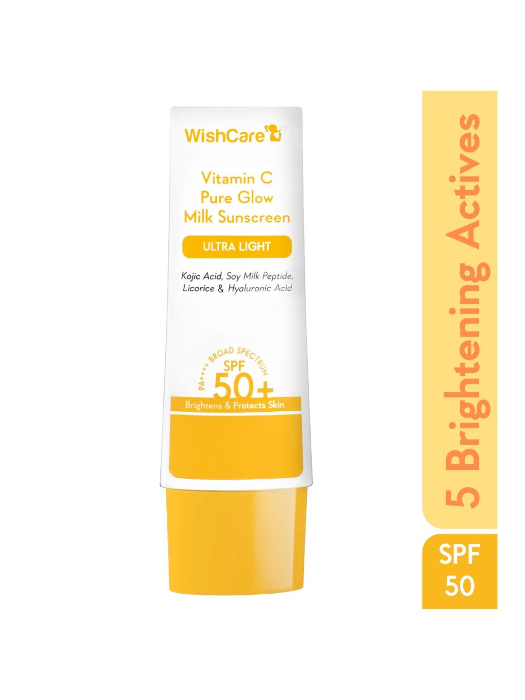 WishCare Vitamin C Pure Glow Milk SPF50 Ultralight Sunscreen with Kojic Acid - 50 ml