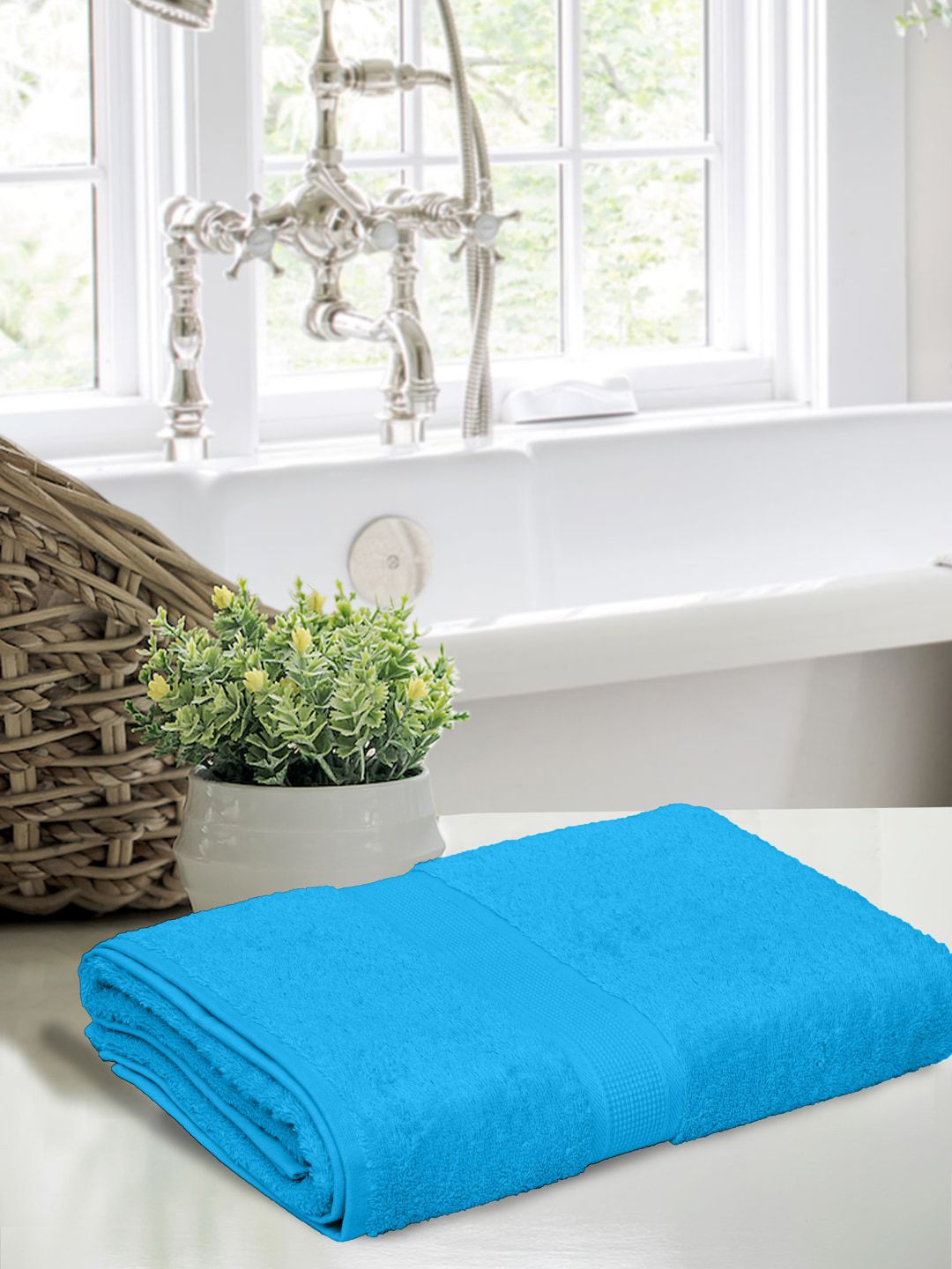 BOMBAY DYEING Blue Cotton 550 GSM Bath Towel