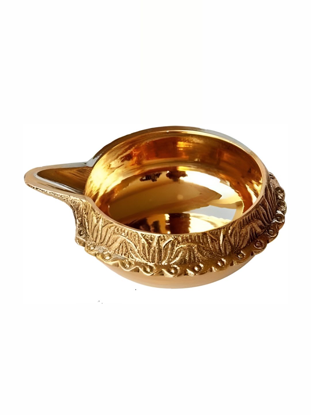 Shivshakti Arts Gold-Toned Textured Brass Diya