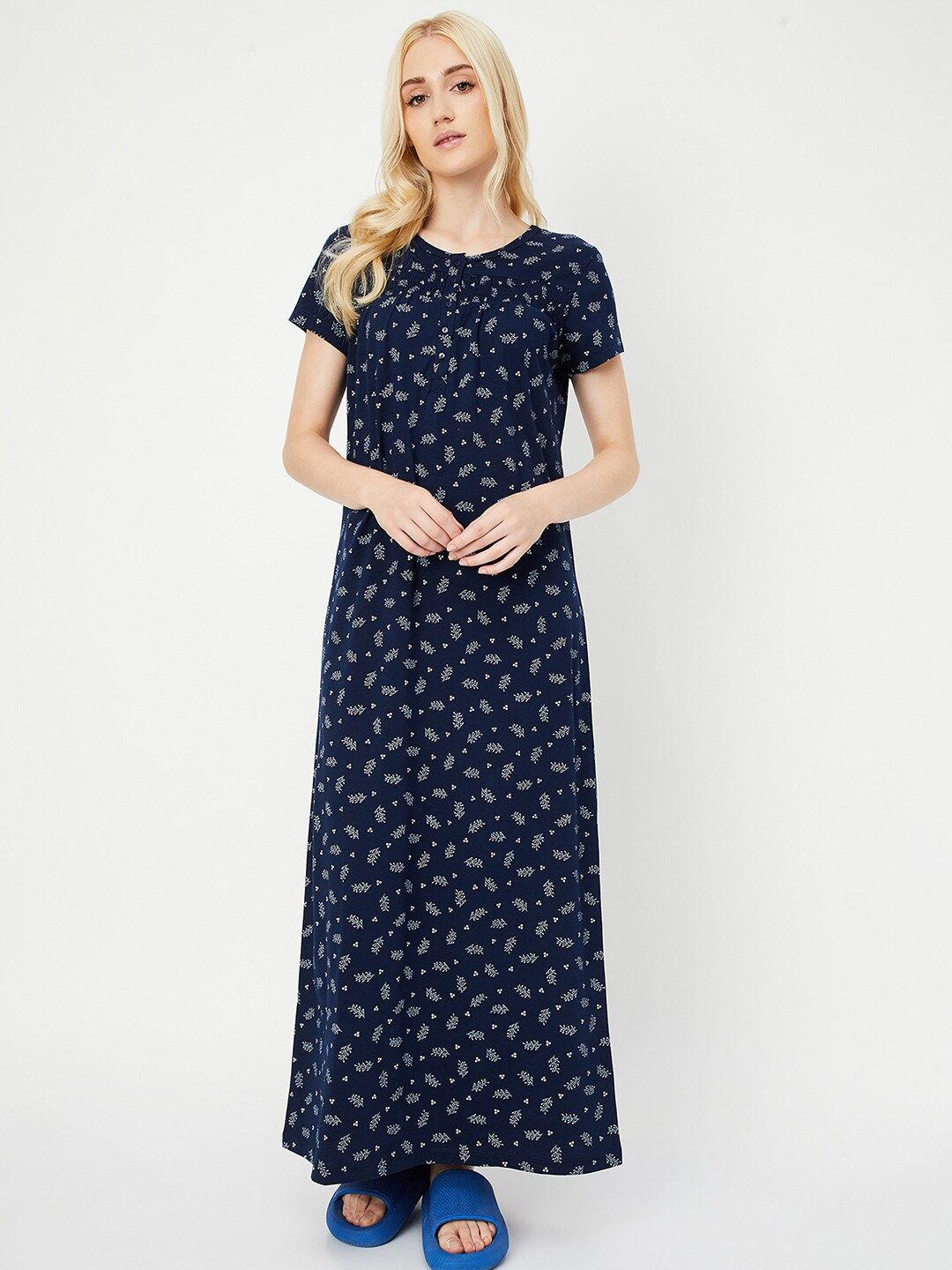 max max Floral Printed Pure Cotton Maxi Nightdress