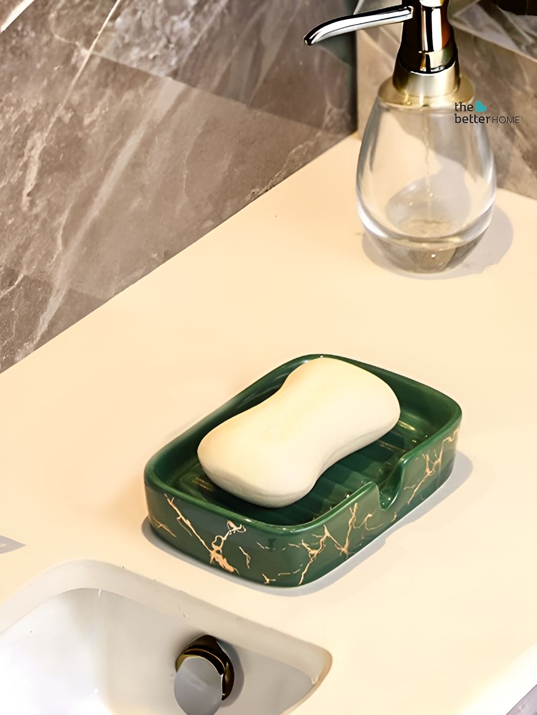 The Better Home Green Ceramic Soap Dish