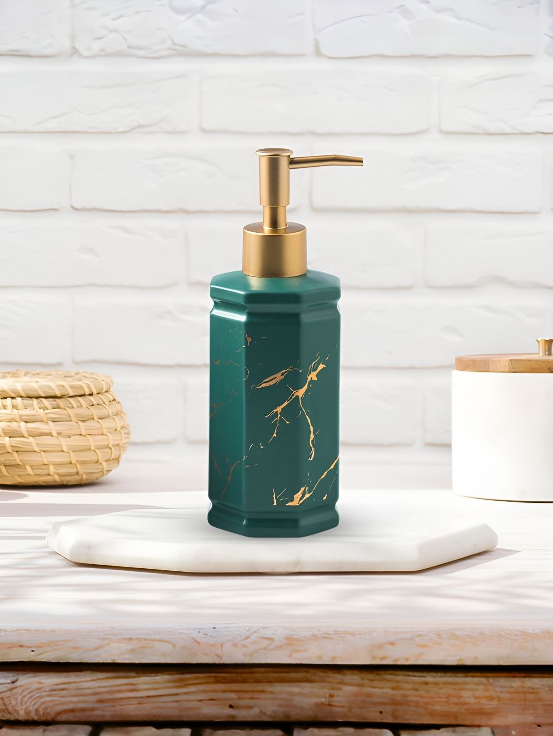 The Better Home Green Ceramic Soap Dispenser 350ml