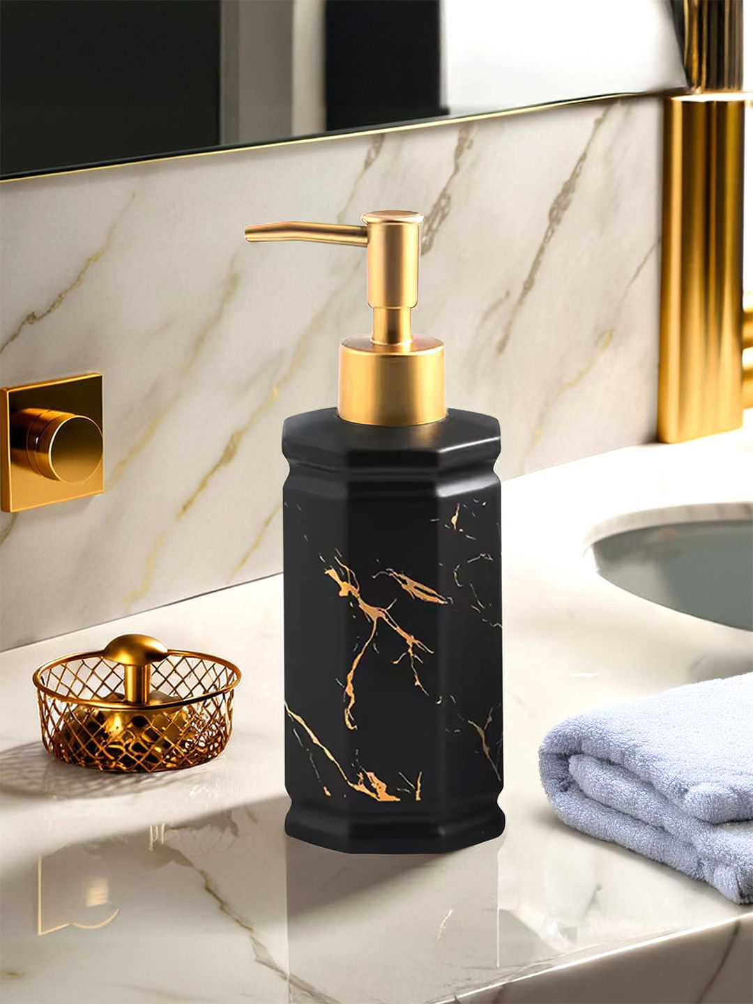 The Better Home Black Ceramic Soap Dispenser 350ml