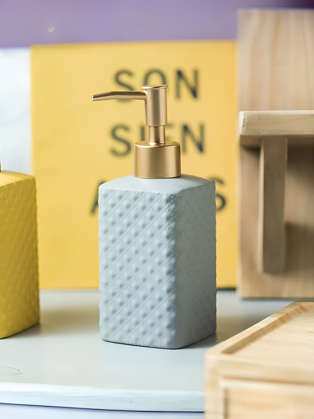 The Better Home Grey Ceramic Soap Dispenser Bottle 350 ml