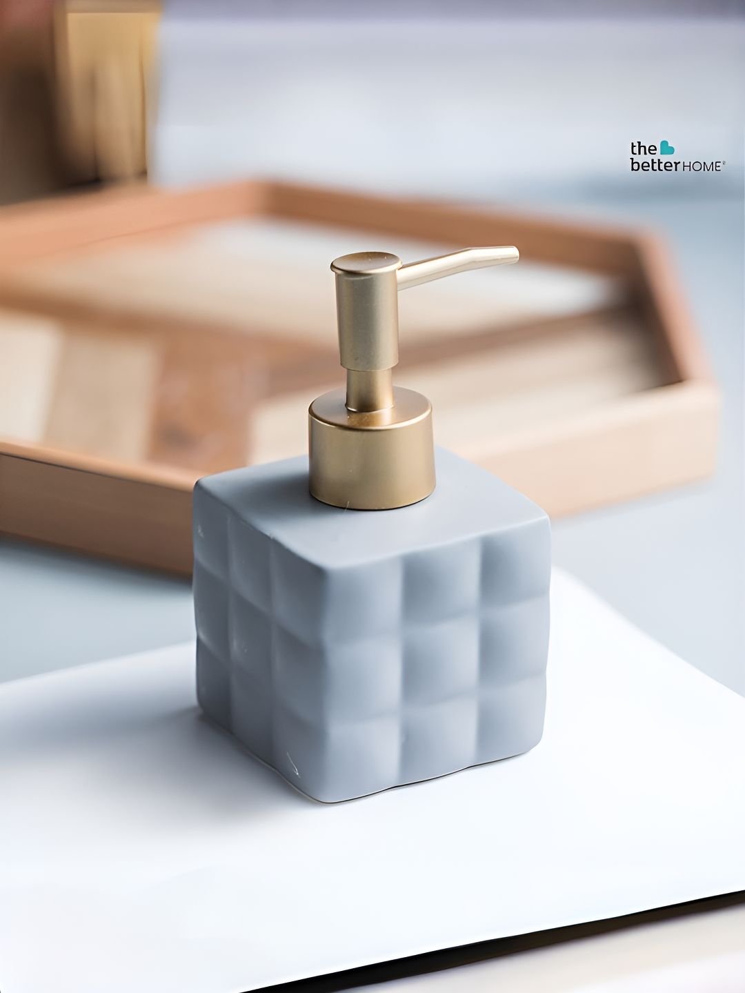 The Better Home Grey  Geometric Glossy Soap Dispenser Bottle 220 ml