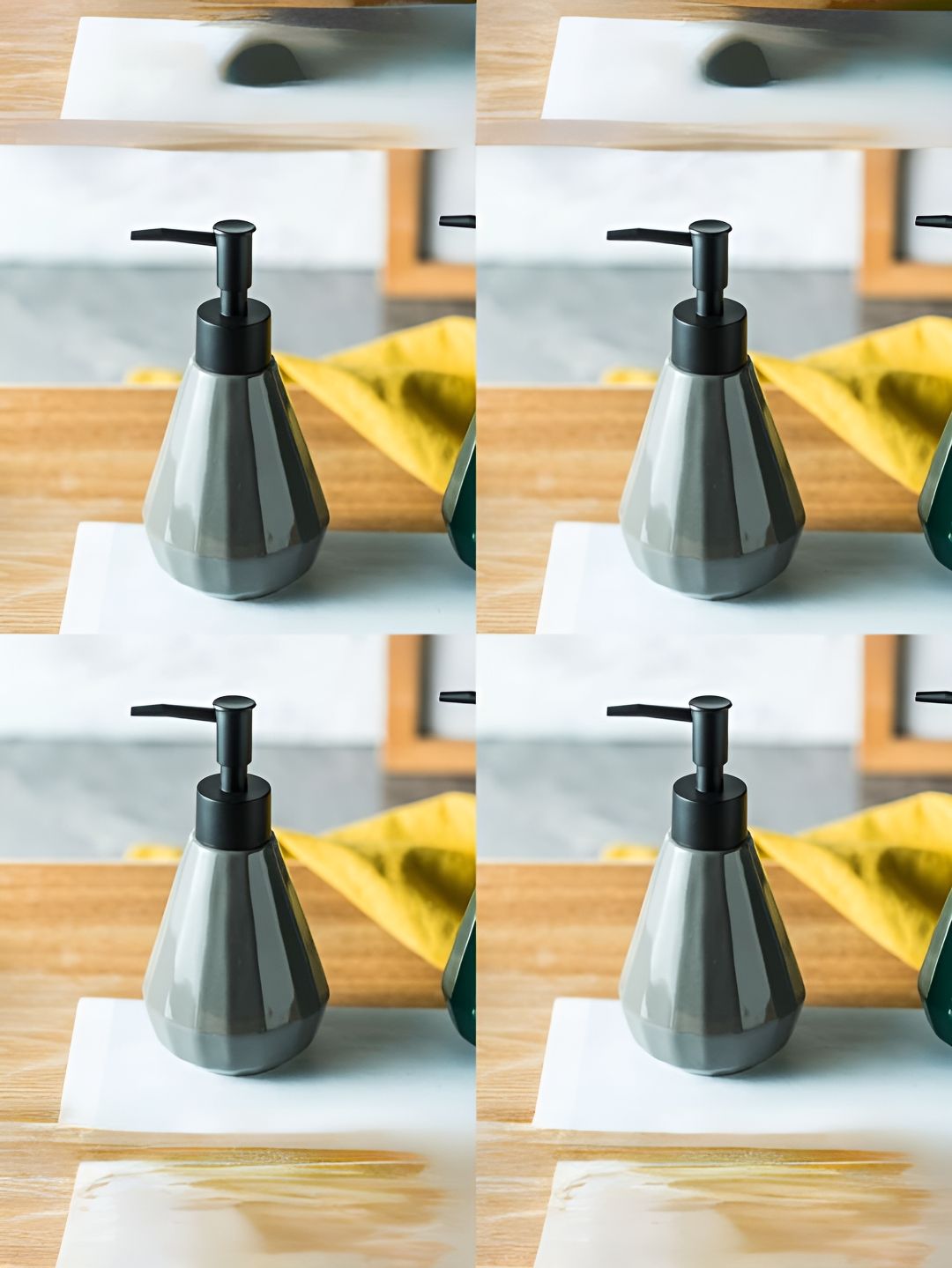 USHA SHRIRAM Grey 2 Pieces Ceramic Soap Dispenser 250 ml Each