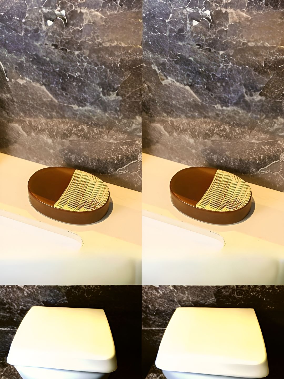 USHA SHRIRAM Khaki 2 Pieces Ceramic Contemporary Soap Dish