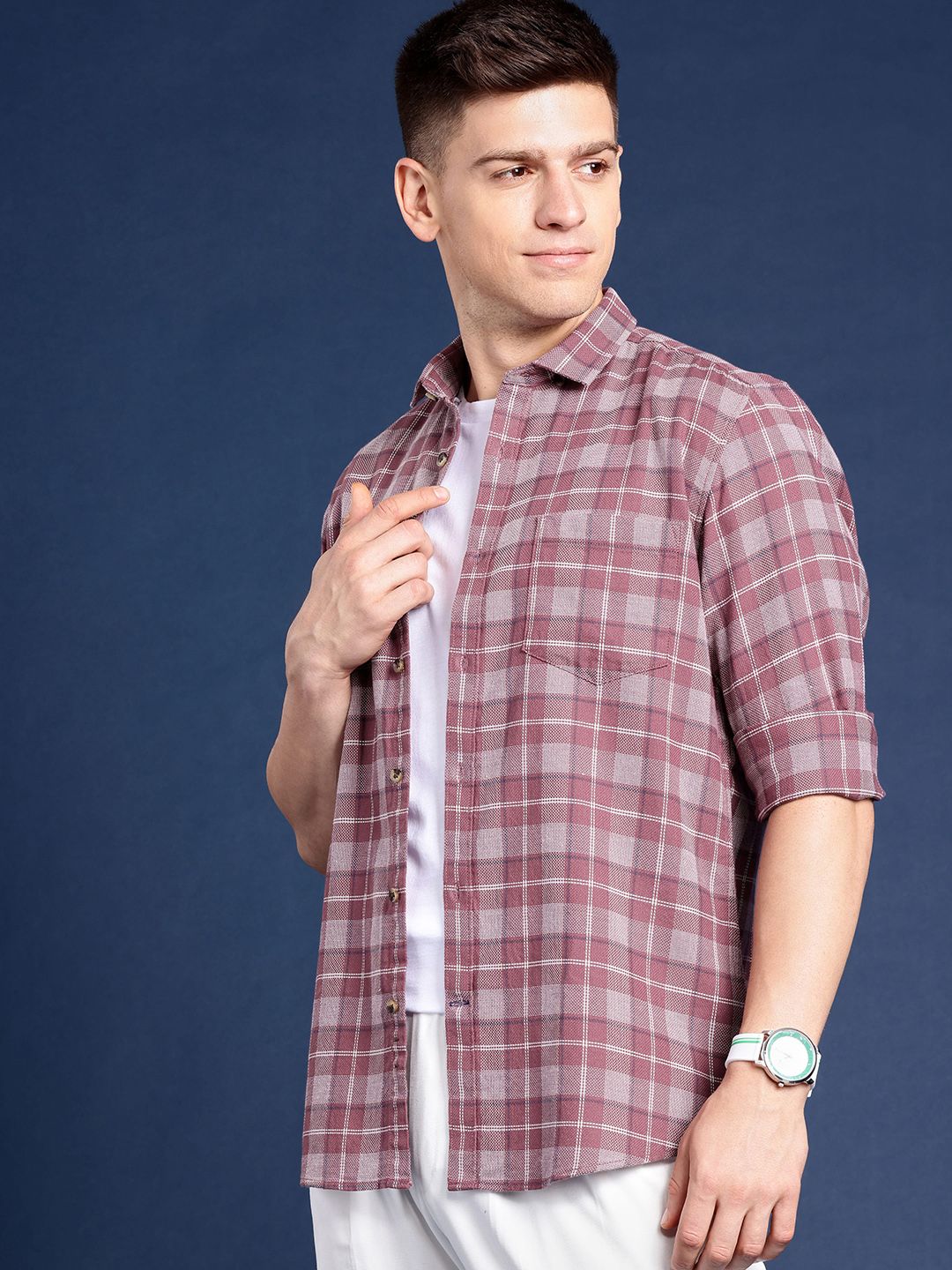 Mast & Harbour Men Standard Tartan Checked Cotton Casual Shirt