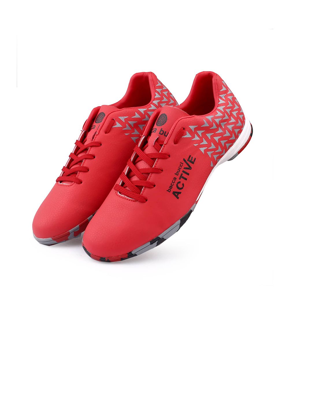bacca bucci Men Red Lace-Ups Football Non-Marking Shoes