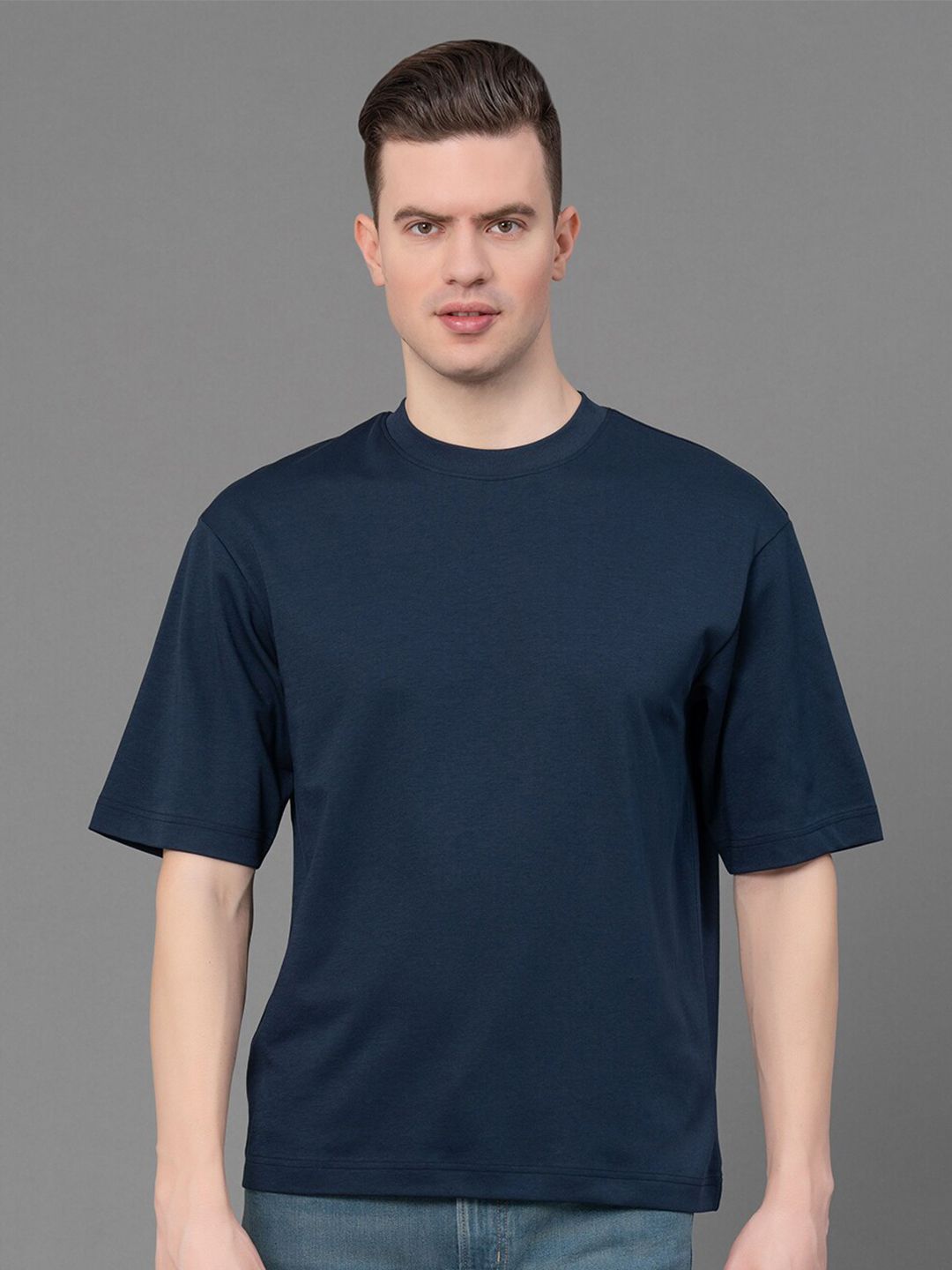 Red Tape Round Neck Short Sleeves Cotton Oversized T-shirt