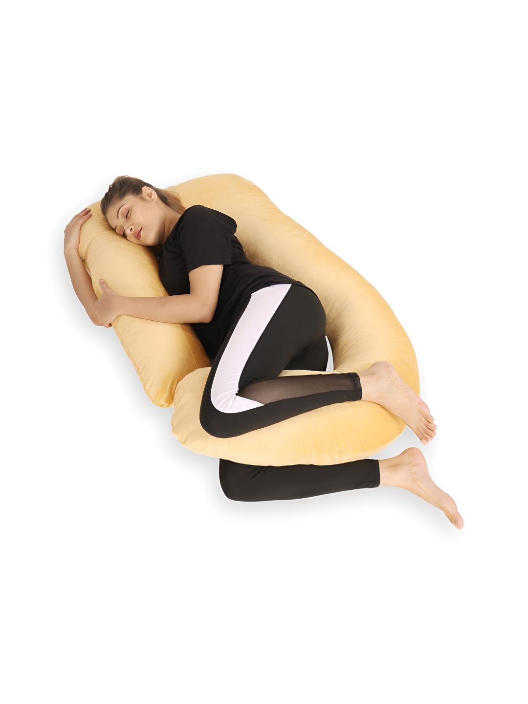 DADDY COOL Gold Solid Faux Velvet Lightweight Firm Fibre Maternity Pillow-69 x 69 x 44 cm