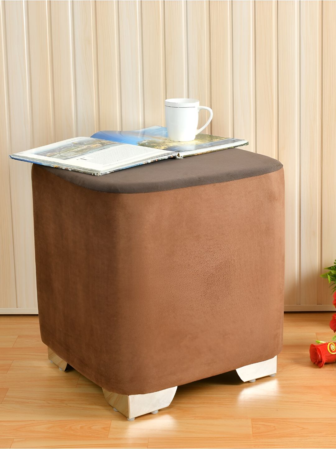Shadowkart Coffee Brown Square Shaped Sitting Mudda Puffies Ottamans