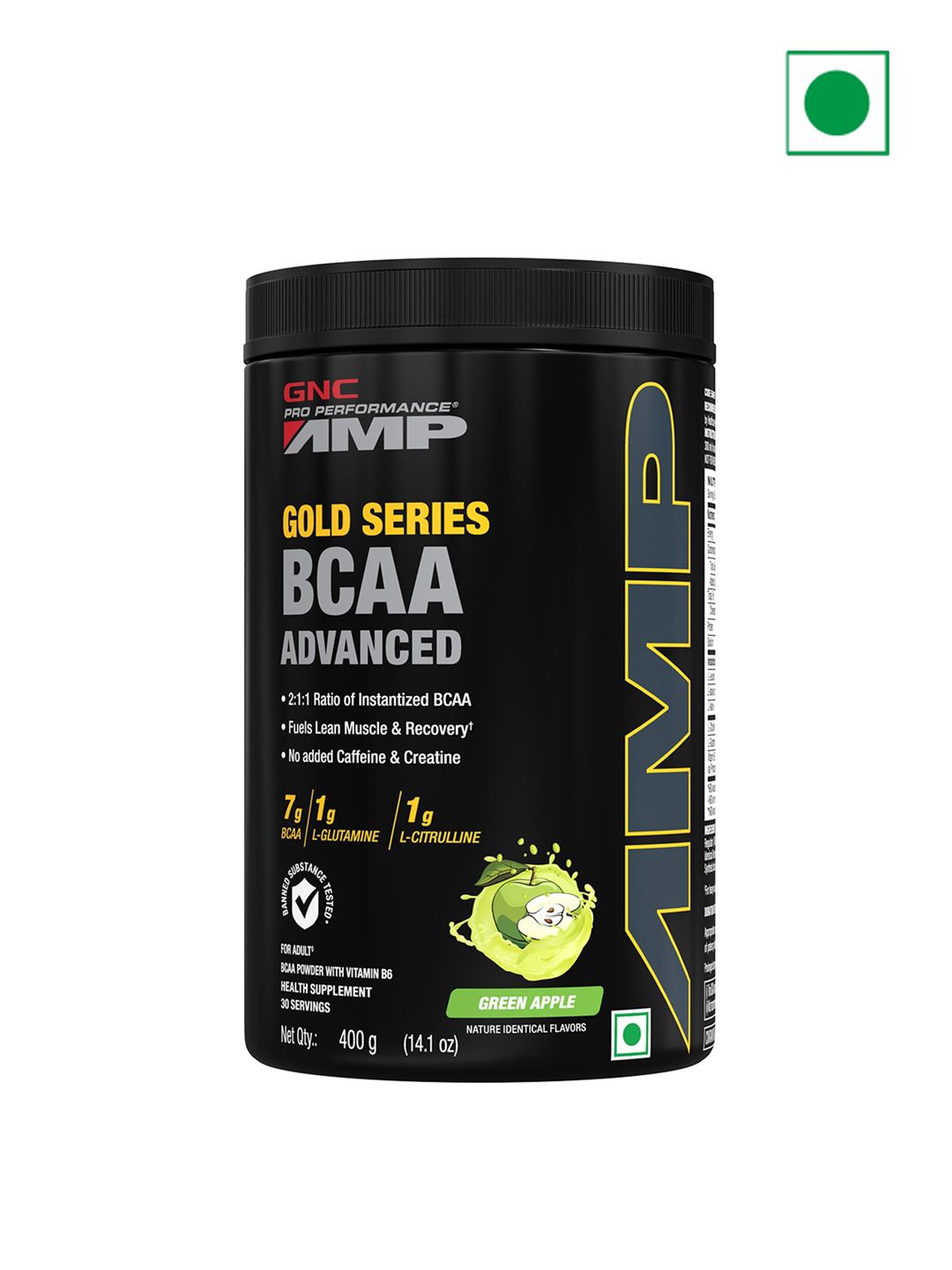 GNC GNC AMP Gold Series BCAA Advanced Powder - Green Apple - 400 G