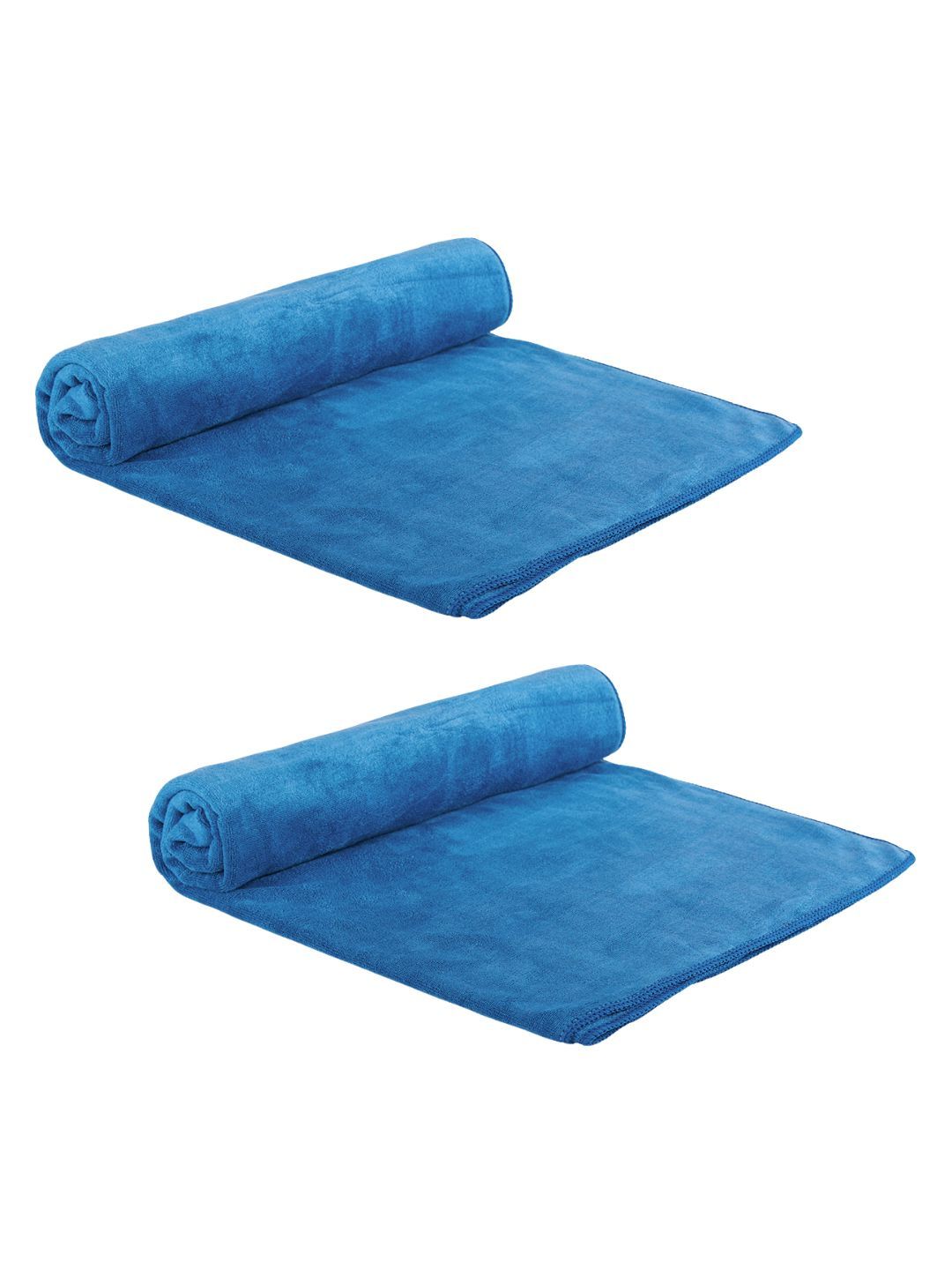 Aura 2 Pieces Blue Microfiber 400 GSM Absorbent Ultra Soft Anti-Fade Bath Towels
