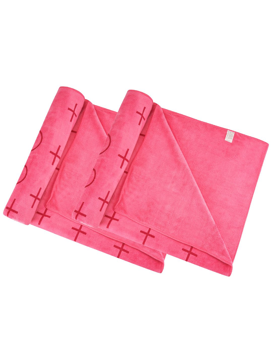 Aura  Set of 2 Pink Printed Microfiber 400 GSM Absorbent UltraSoft Anti-Fade Bath Towel