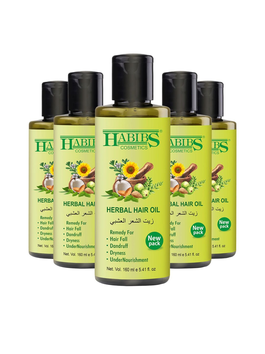 HABIBS Herbal Set of 5 Hair Oil for Hair Fall - 160ml Each