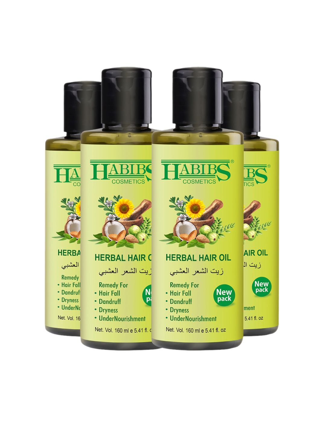 HABIBS Herbal Set of 4 Hair Oil for Hair Fall - 160ml Each
