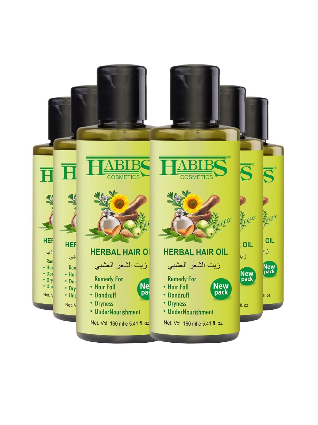 HABIBS Herbal Set of 6 Hair Oil for Hair Fall - 160 ml Each