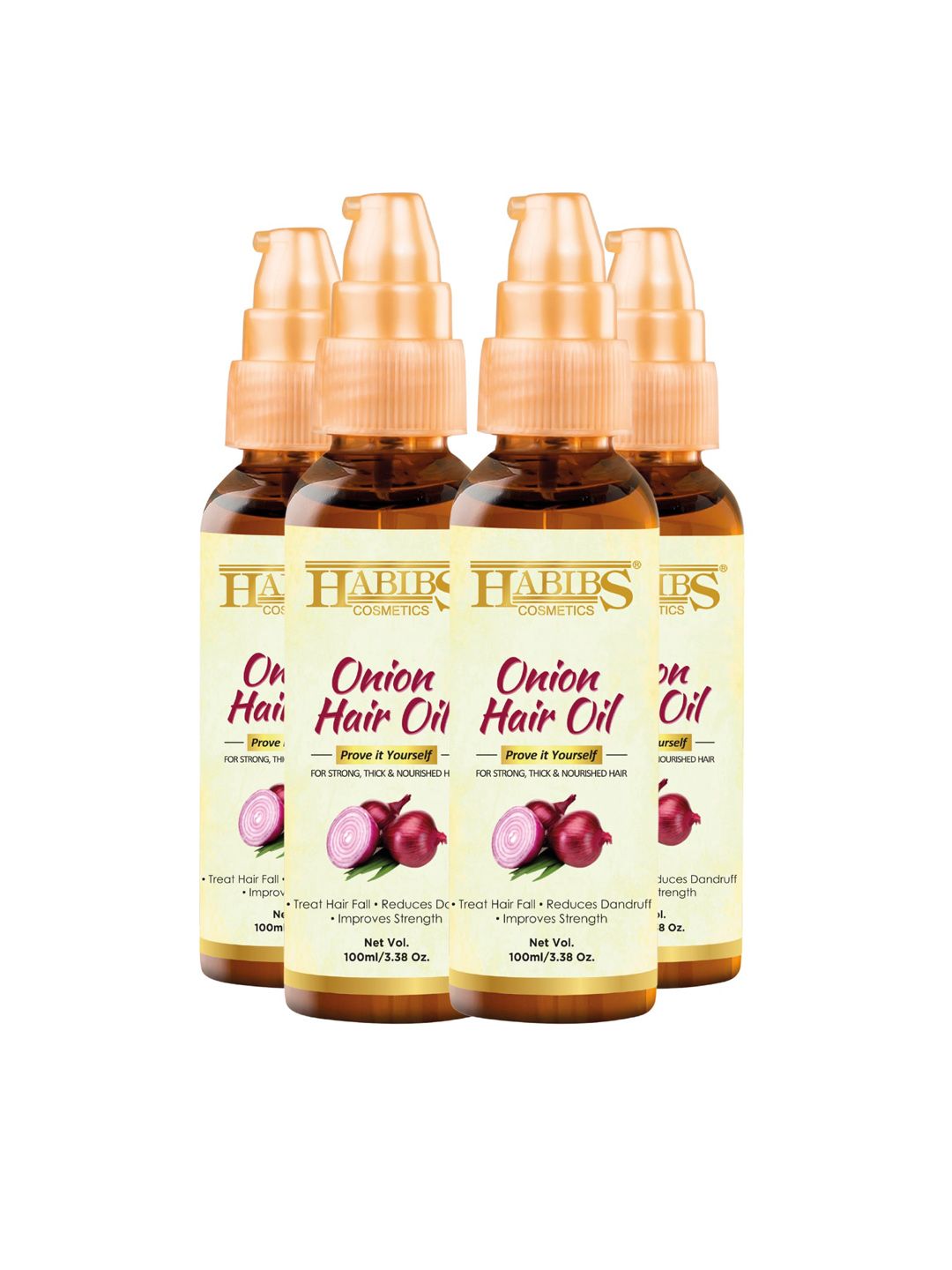 HABIBS Prove It Yourself Set of 4 Onion Hair Oil for Hair Fall - 100ml Each