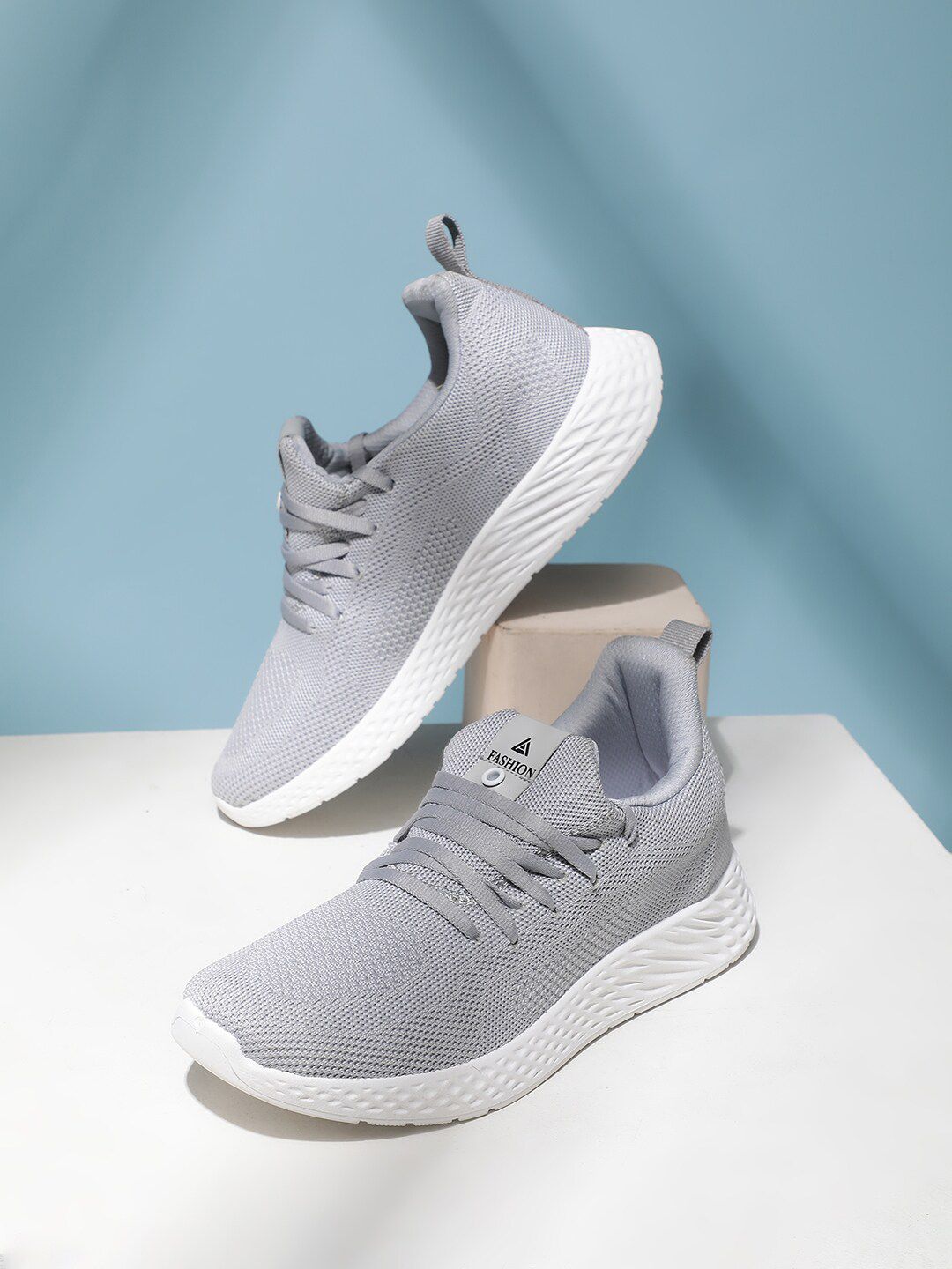 OZZOH Men Textured Lace-Up Running Shoes