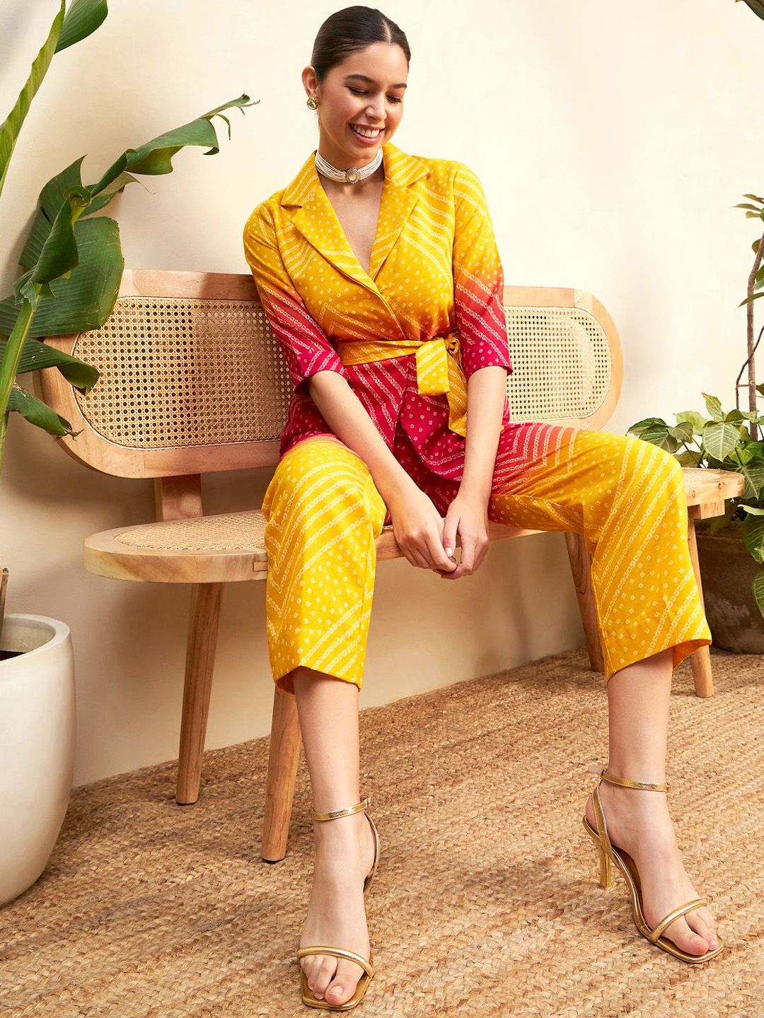 Uptownie Printed Linen 2 Piece Jacket and Pants Set