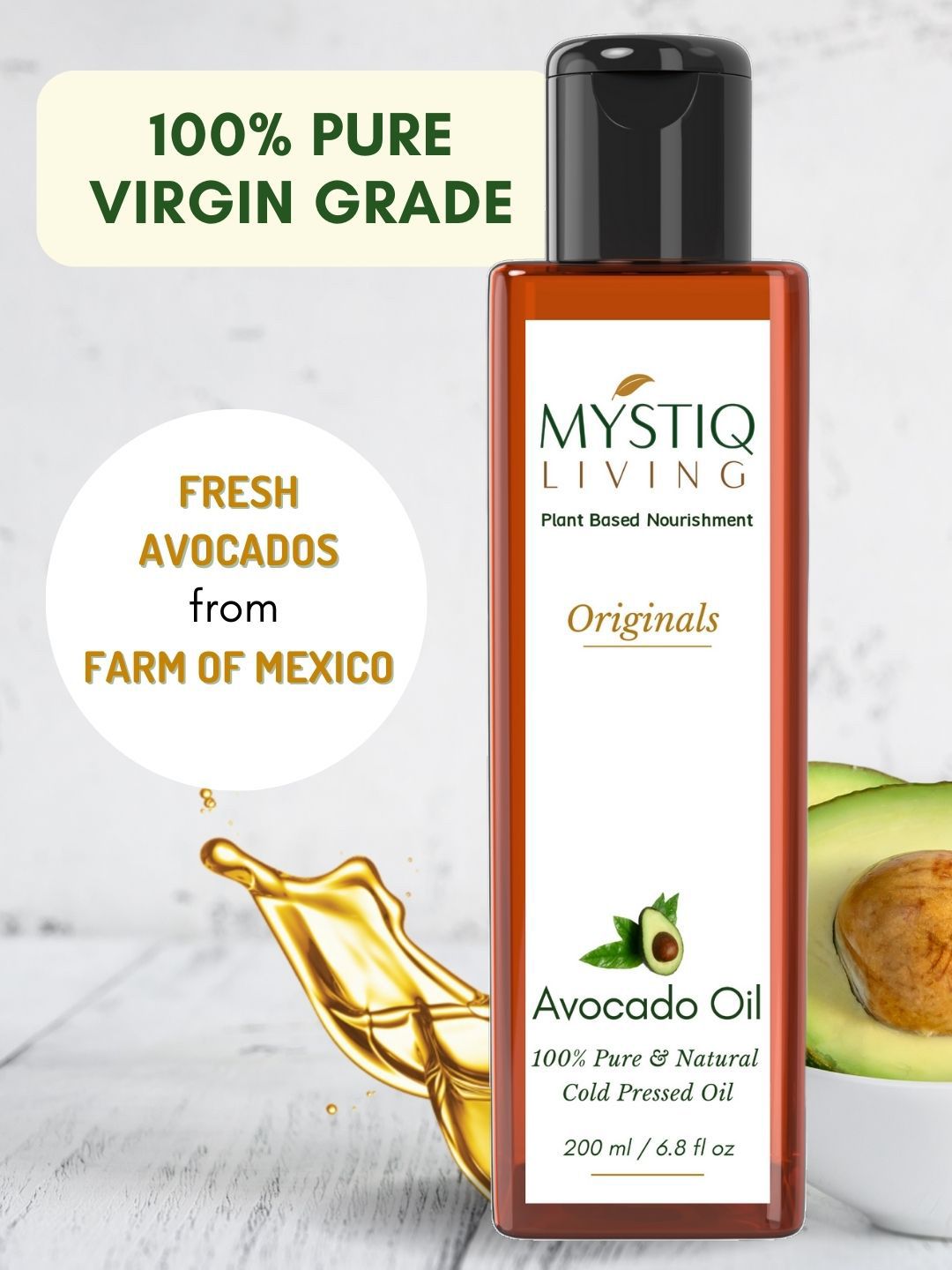 MYSTIQ LIVING Originals Cold Pressed Avocado Oil - 200ml