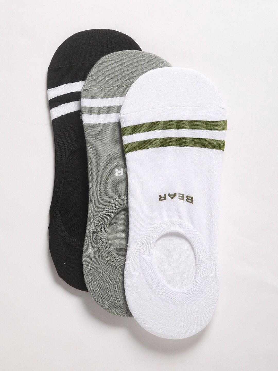 THE BEAR HOUSE Men Pack Of 3 Assorted Cotton Shoe Liners Socks