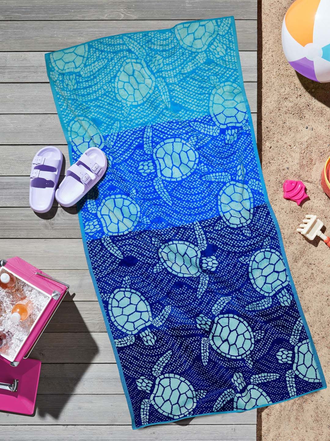 MYTRIDENT Blue Cotton Trident Classic Aqua Fashion Bath Towel
