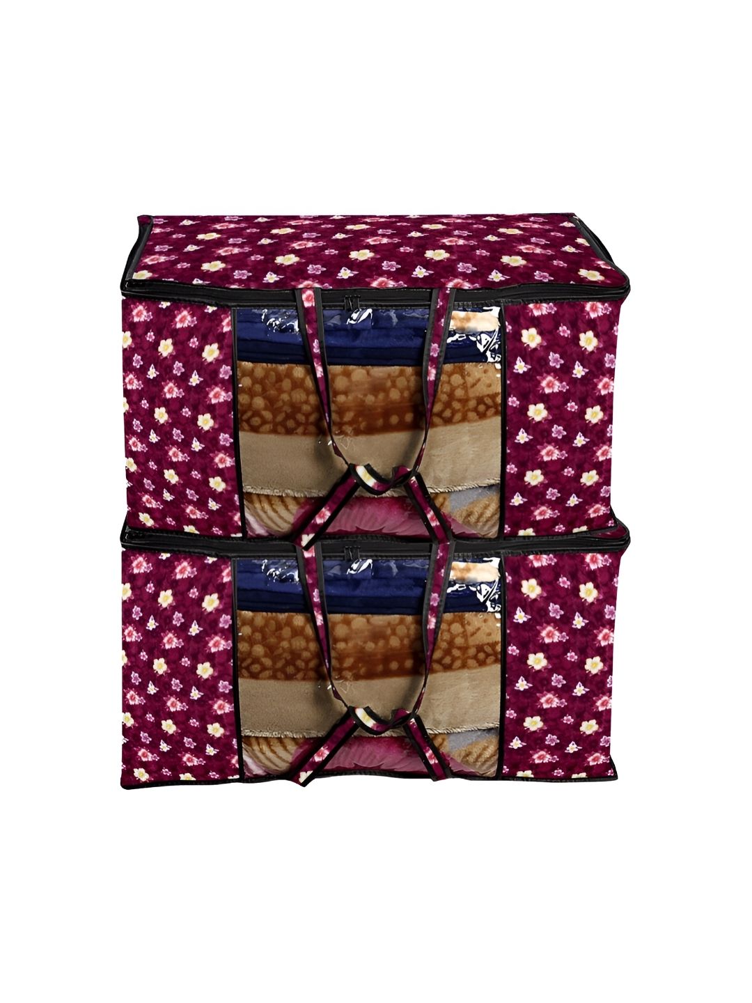 Stylista Maroon & White 2 Pieces Floral Printed Water Resistant Sweater Bags