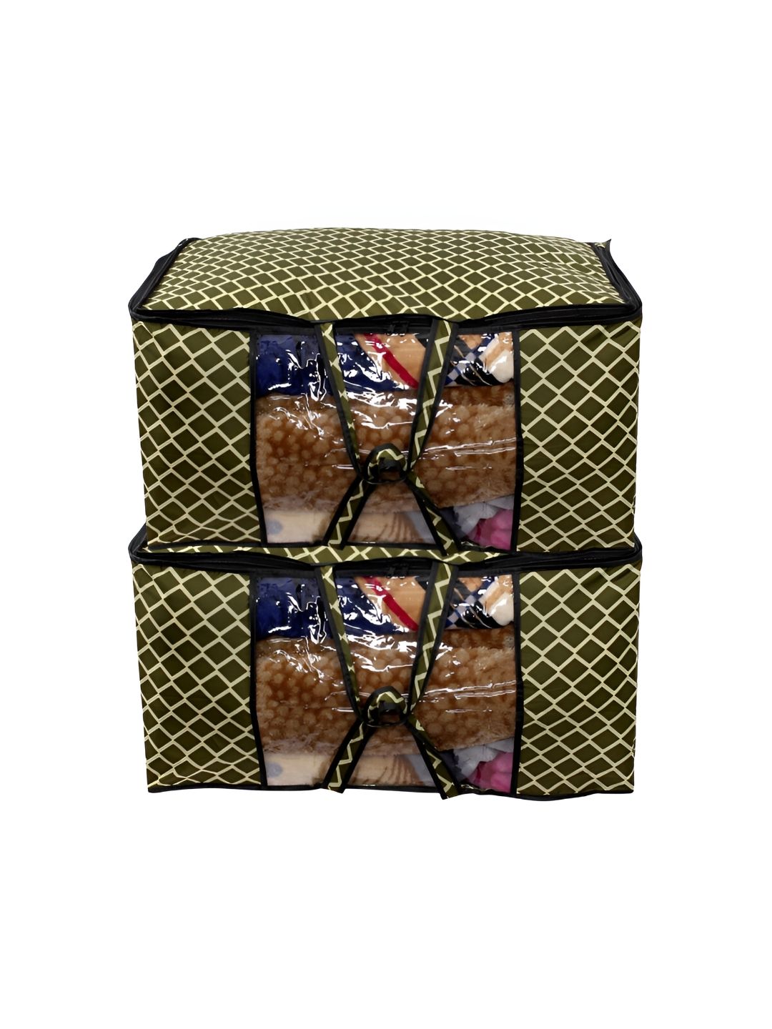 Stylista Green & Black 2 Pieces Checked Water Resistant Sweater Bags