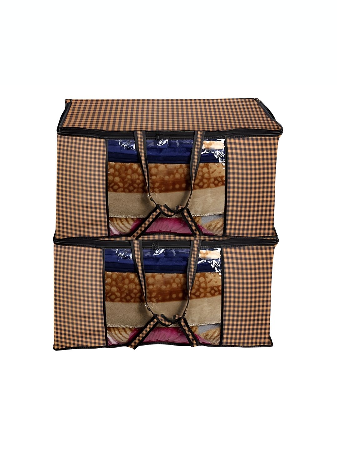 Stylista Brown 2 Pieces Checked Water Resistant Sweater Bags