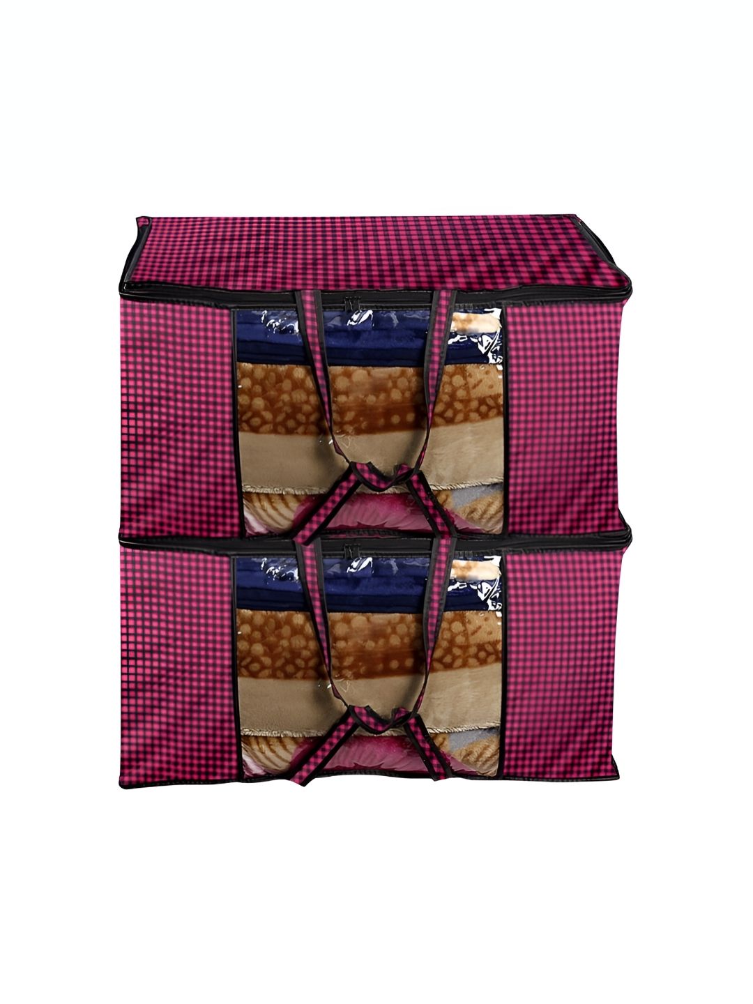 Stylista Magenta & Black 2Pcs Printed  Water Resistant Multi-Utility Organisers