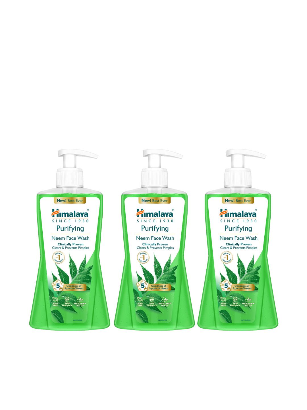 Himalaya Himalaya 3Pcs Anti-Pimple Purifying Neem Face Wash with Turmeric - 400ml each