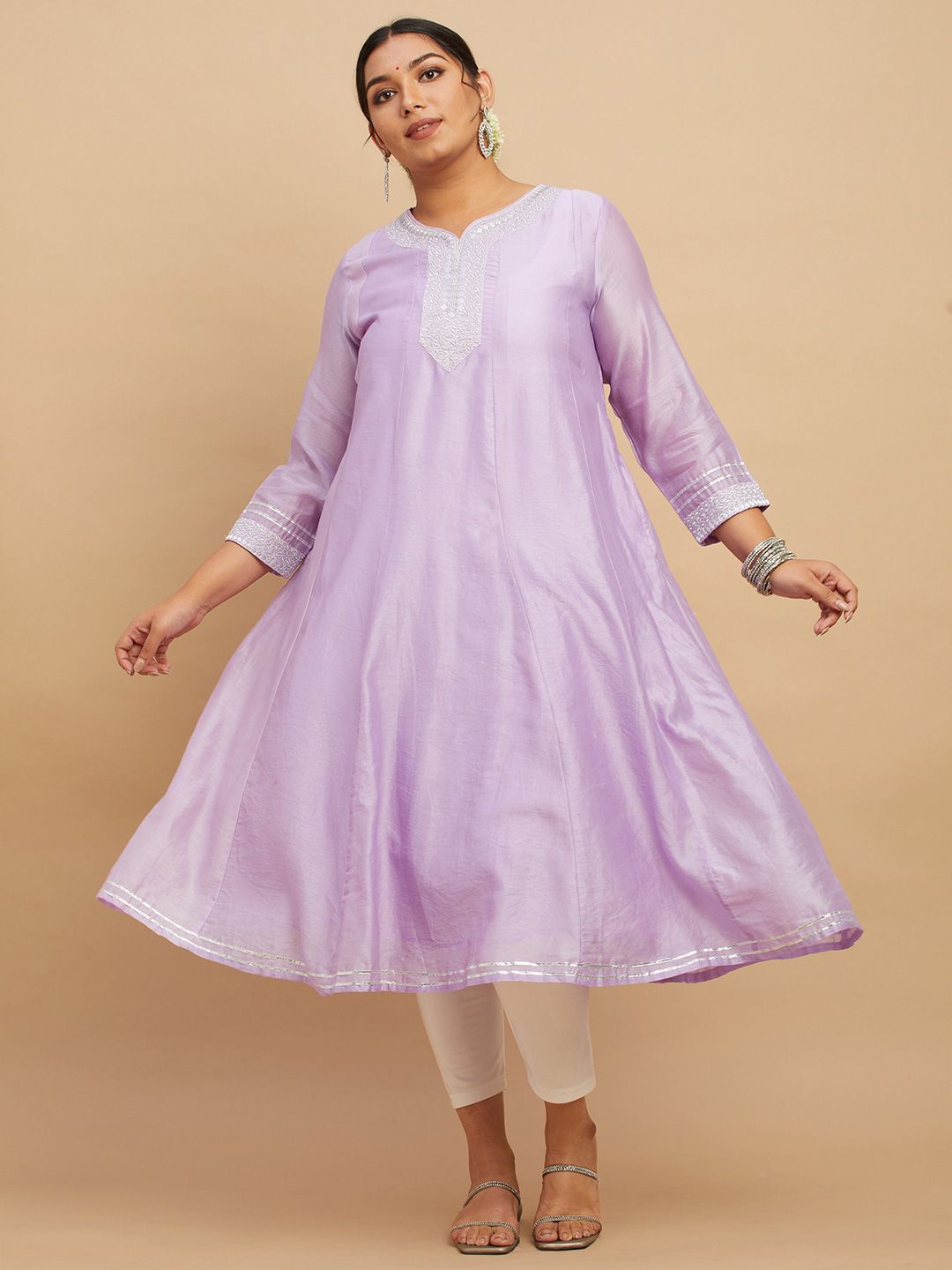 Big Hello - The Plus Life Women Flared Sleeves Gotta Patti Anarkali Kurta
