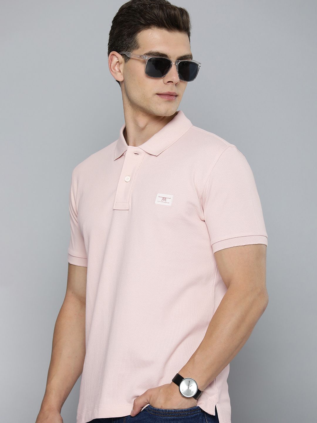 Flying Machine Pure Cotton Polo Collar Casual T-shirt