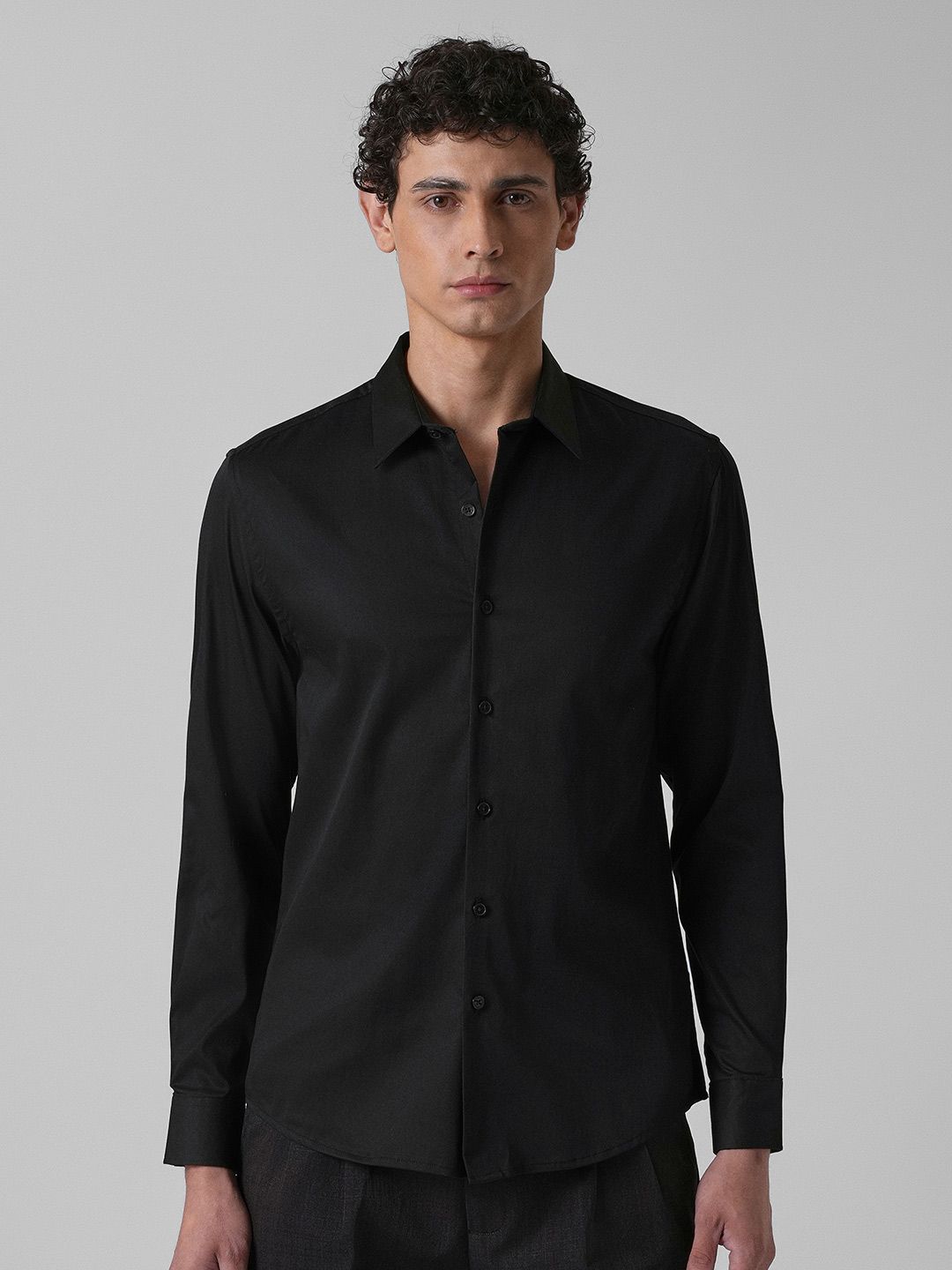 Slim Fit Satin Formal Shirt Banana Club Classic Slim Fit Spread Collar Satin Formal Shirt