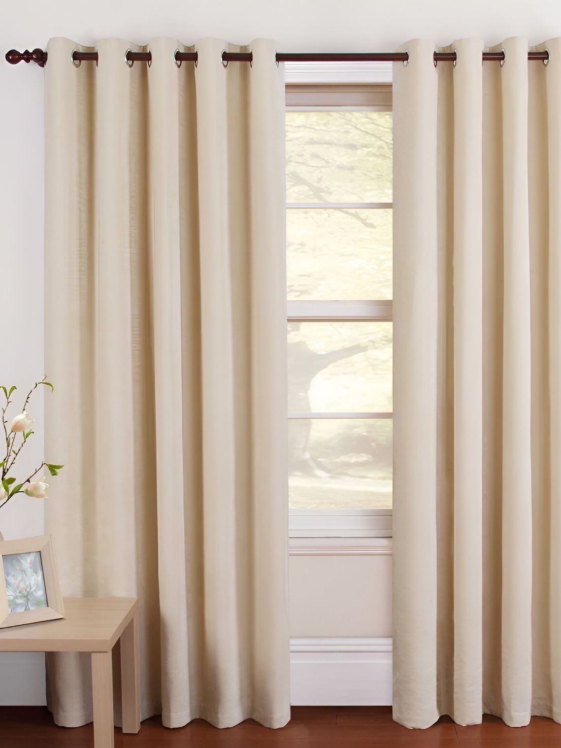 Panipat Textile Hub Beige 2 Pieces Room Darkening Long Door Curtains