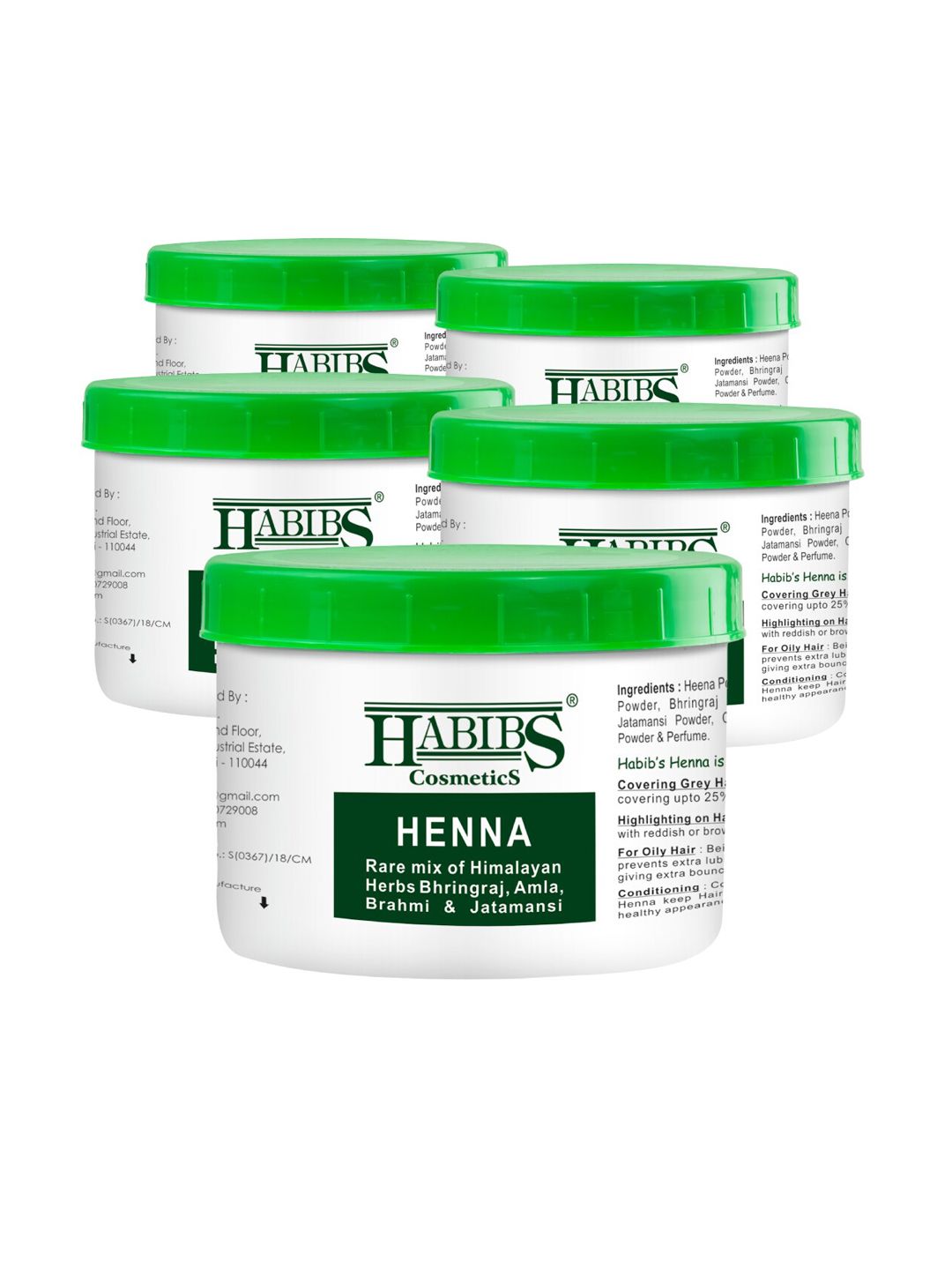HABIBS Set of 5 Henna Hair Color with Amla & Bhringraj - 200 g each