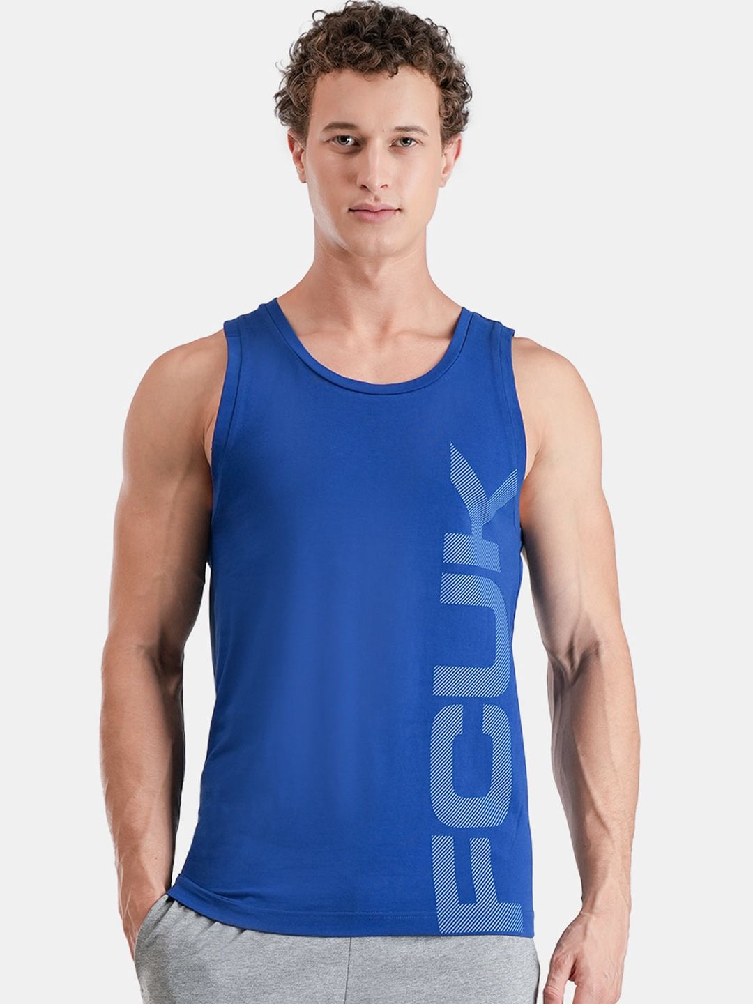 FCUK Printed Super Combed Cotton Moisture Wicking Technology Innerwear VestDAL-01-BR BL-1