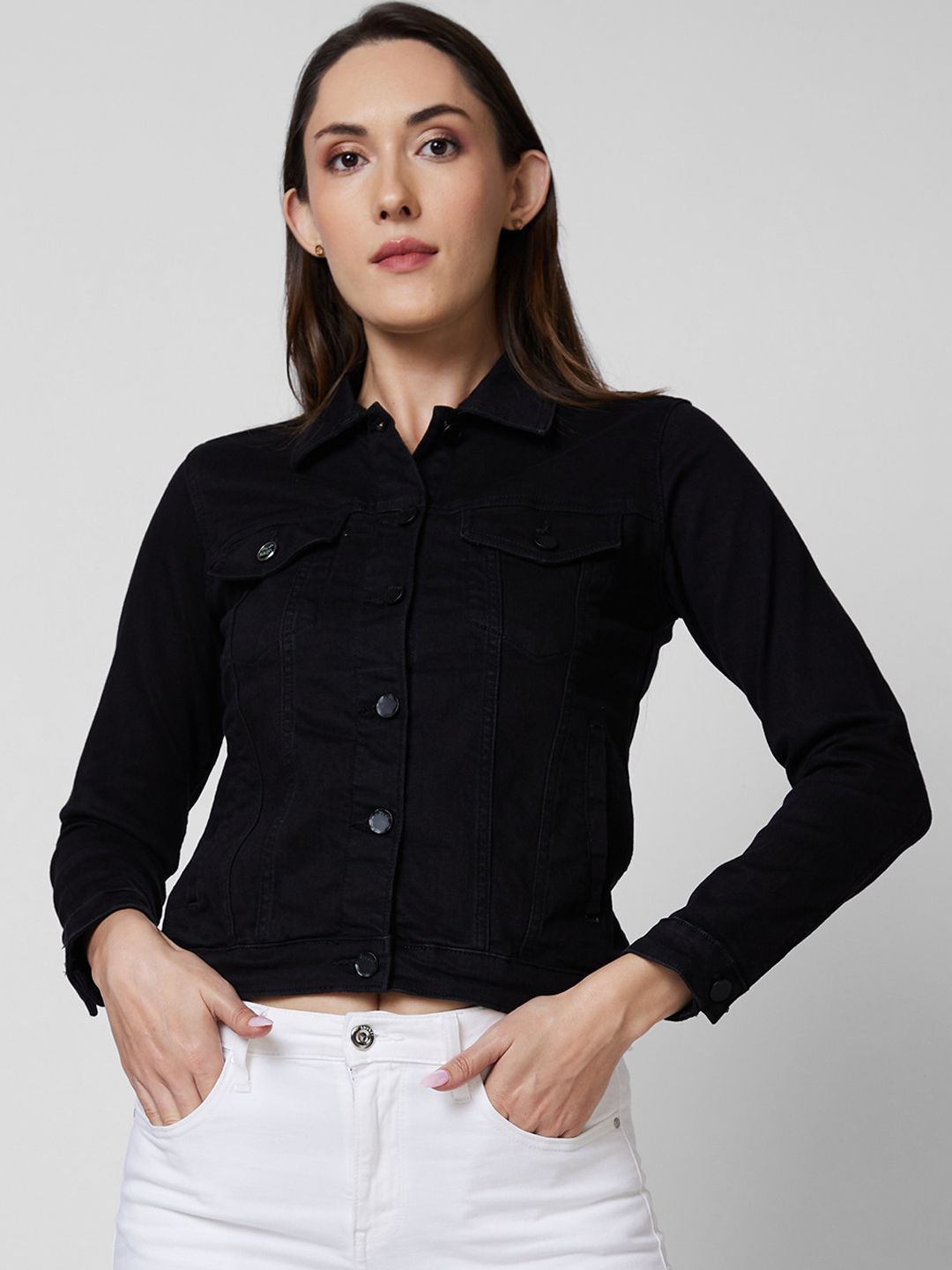 SPYKAR Long Sleeves Crop Denim Jacket