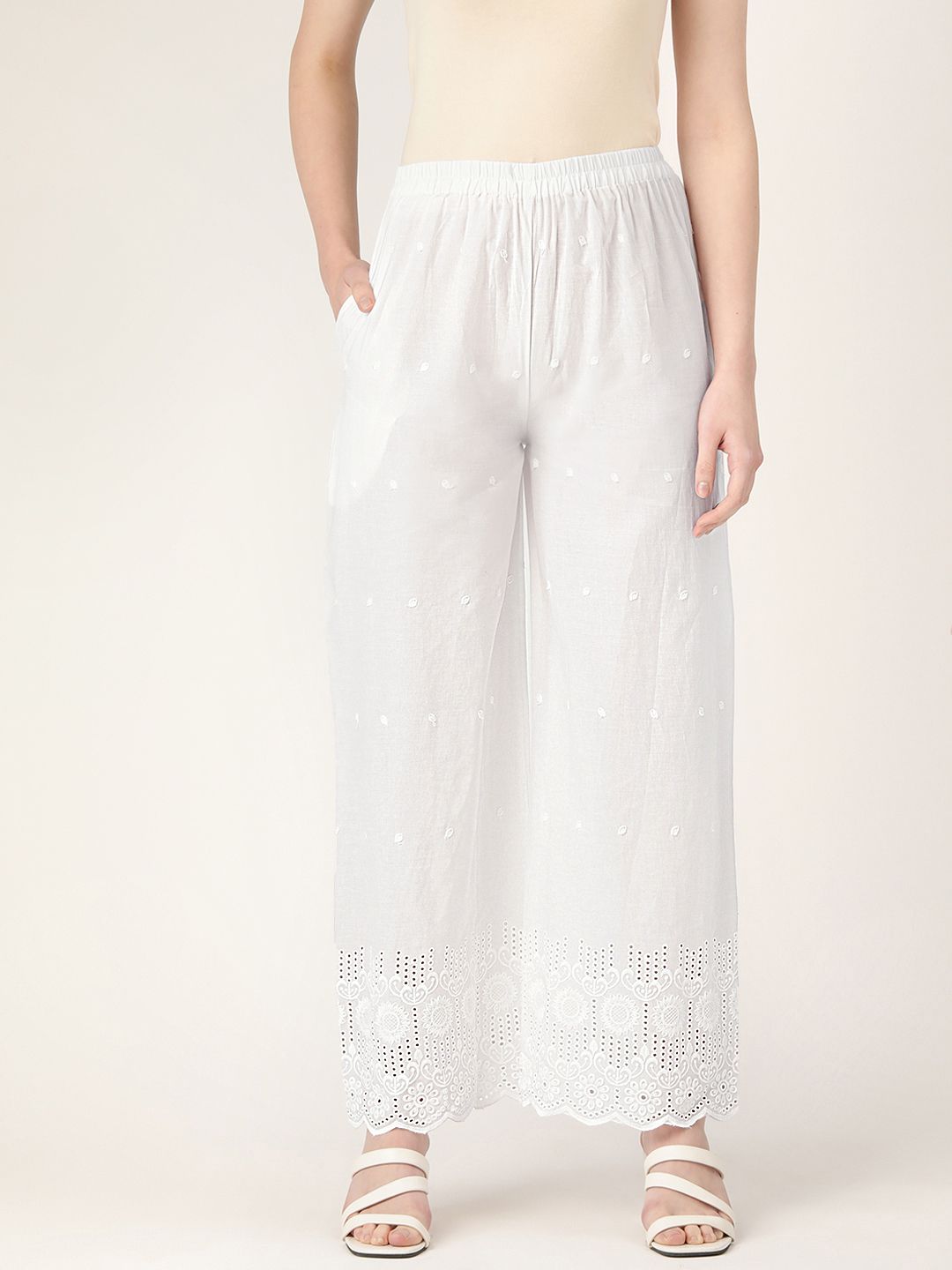 FERANOID Women Embroidered Ethnic Palazzos