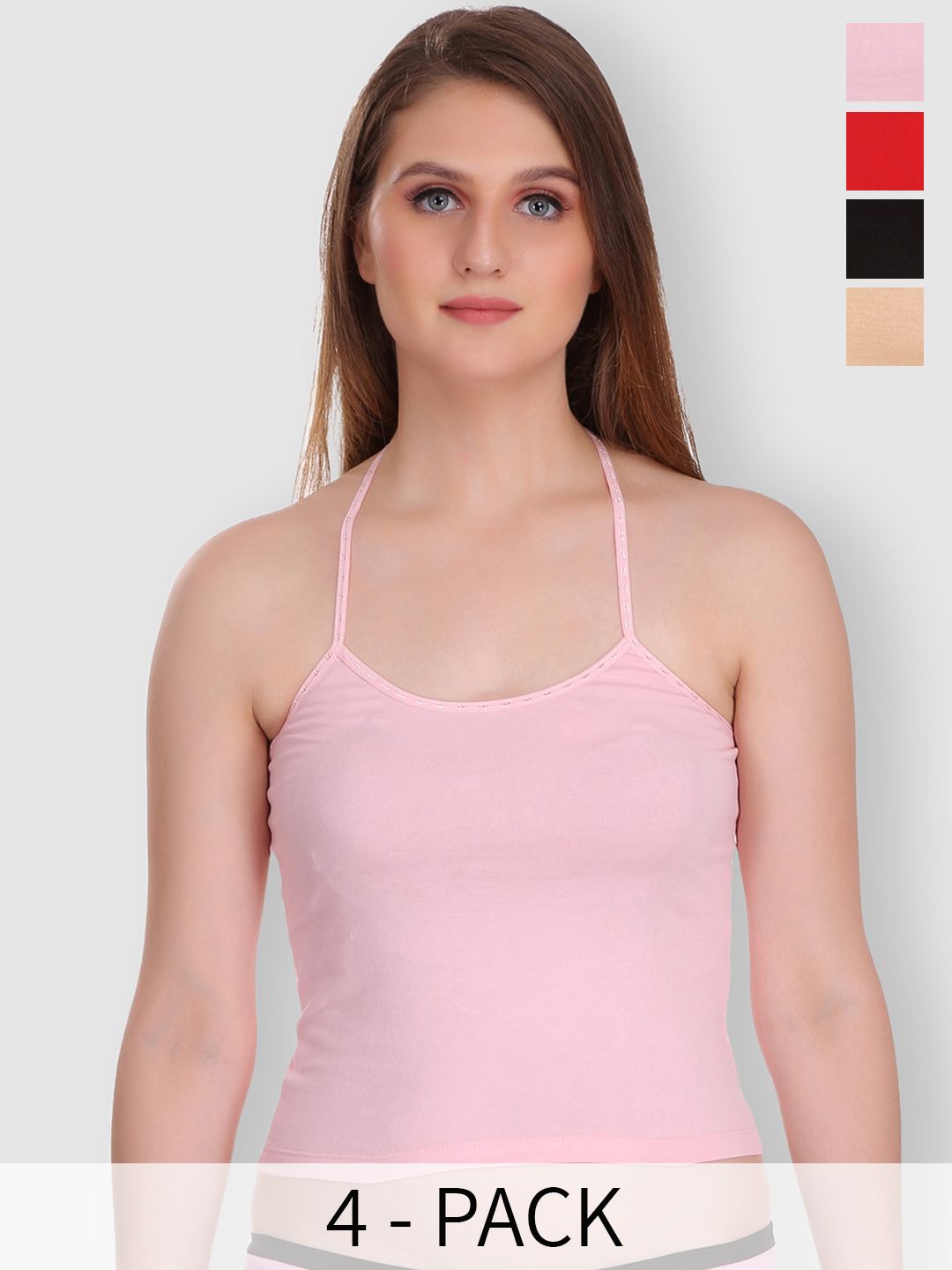 SELFCARE Pack Of 4 Pure Cotton Halter Neck Camisoles
