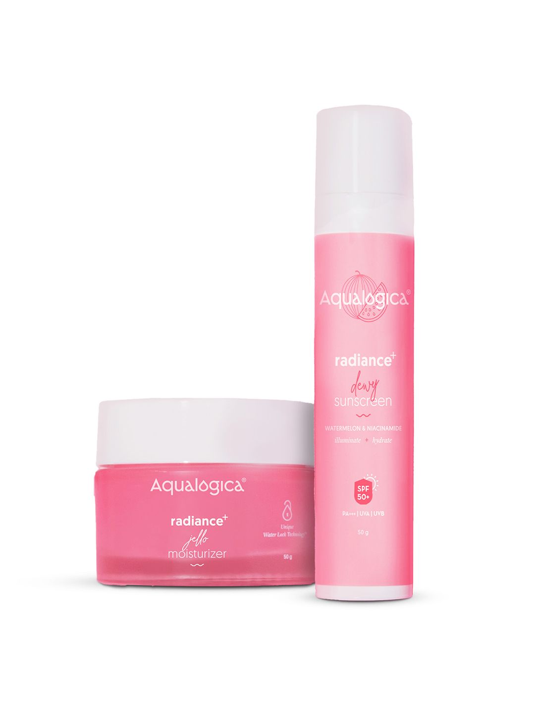 Aqualogica Radiance+ Moisturize & Protect Skin Care Set-Moisturizer + Sunscreen - 50g Each