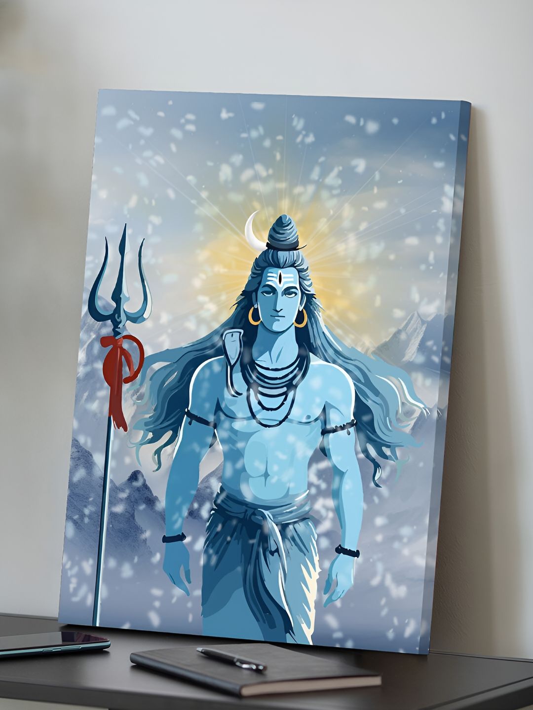 Buy Art Street Blue & Black Lord Shiva Wall Art - Wall Art for
