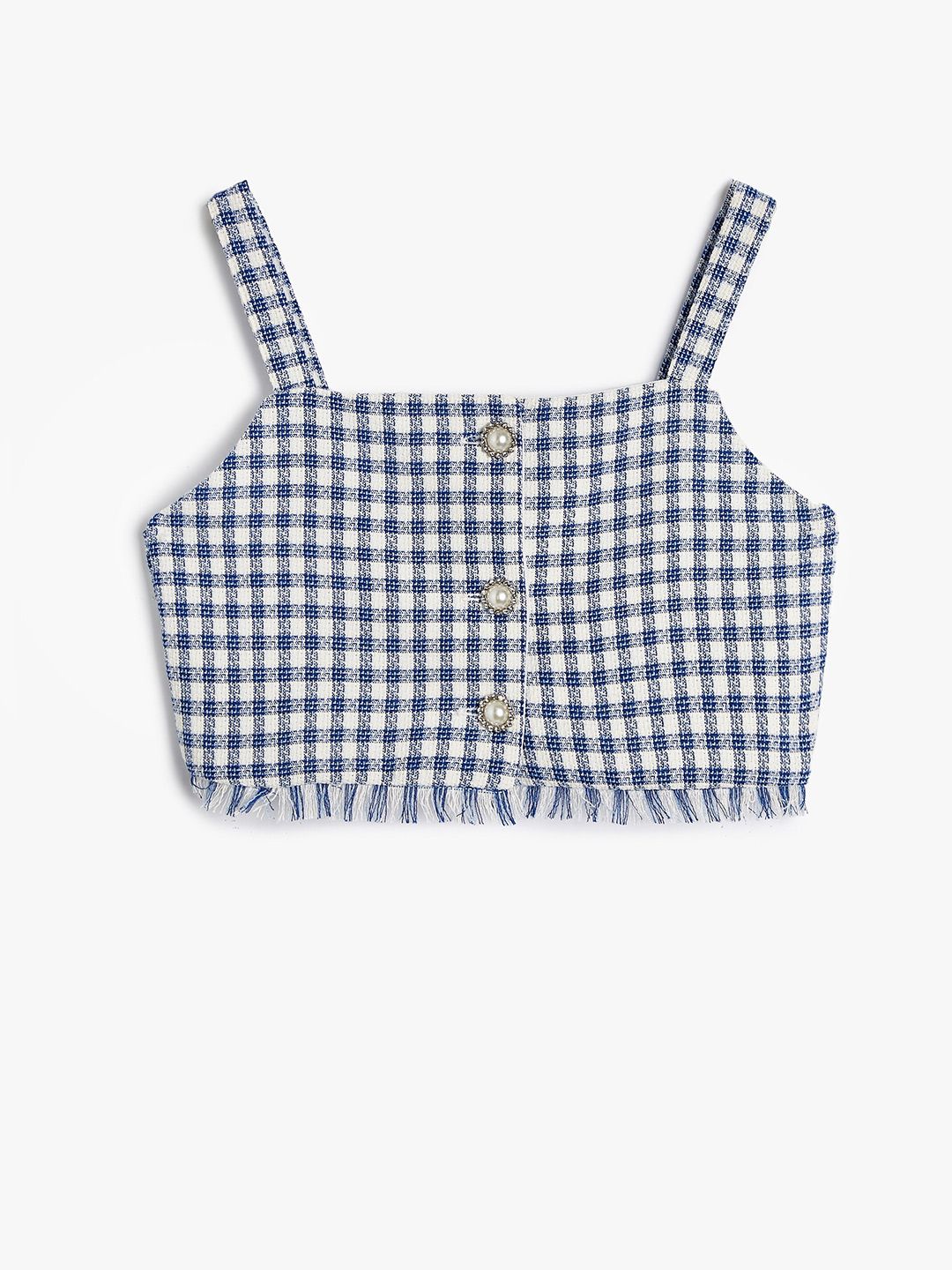 Koton Girls Checked Crop Top