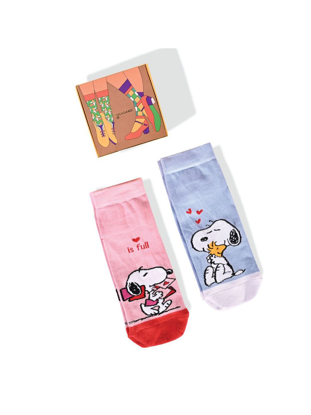 Thela Gaadi Unisex Pack Of 2 Peanuts Love Design Ankle length Socks