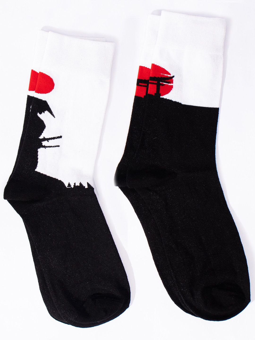 Thela Gaadi Pack of 2 Samurai & Minka Patterned Calf-Length Socks